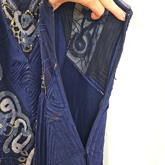 GEISHA DESIGNS,  EMBROIDEDED FIT N FLARE DRESS, SLEEVLESS, V-NECK - Picture 8 of 8